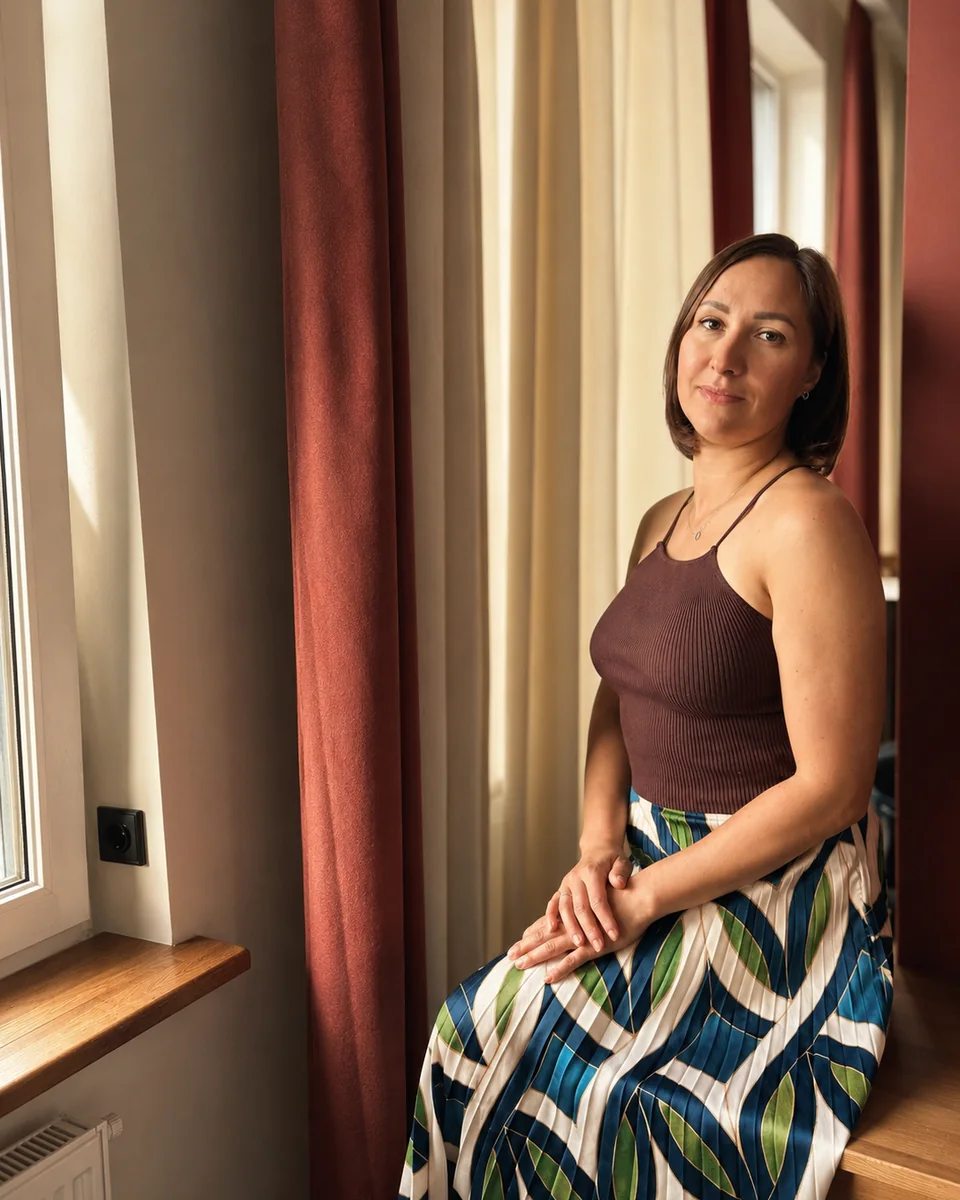 Margo Hart in a thoughtful portrait